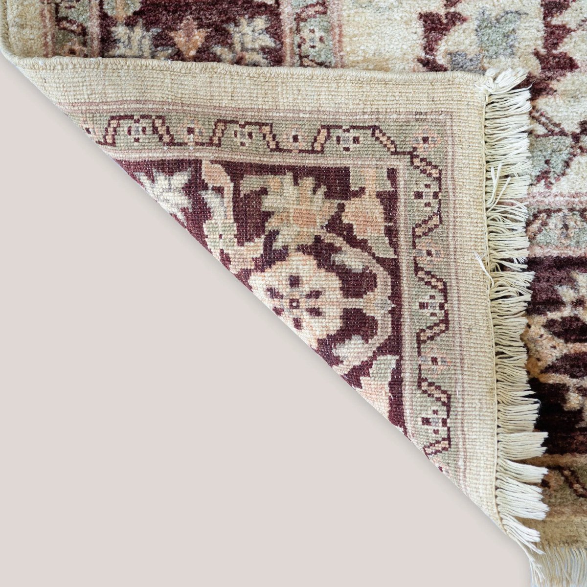 Vintage Indo-persian Floral Rug | Ivory Ground With Burgundy Border | 273 × 187 Cm-photo-2