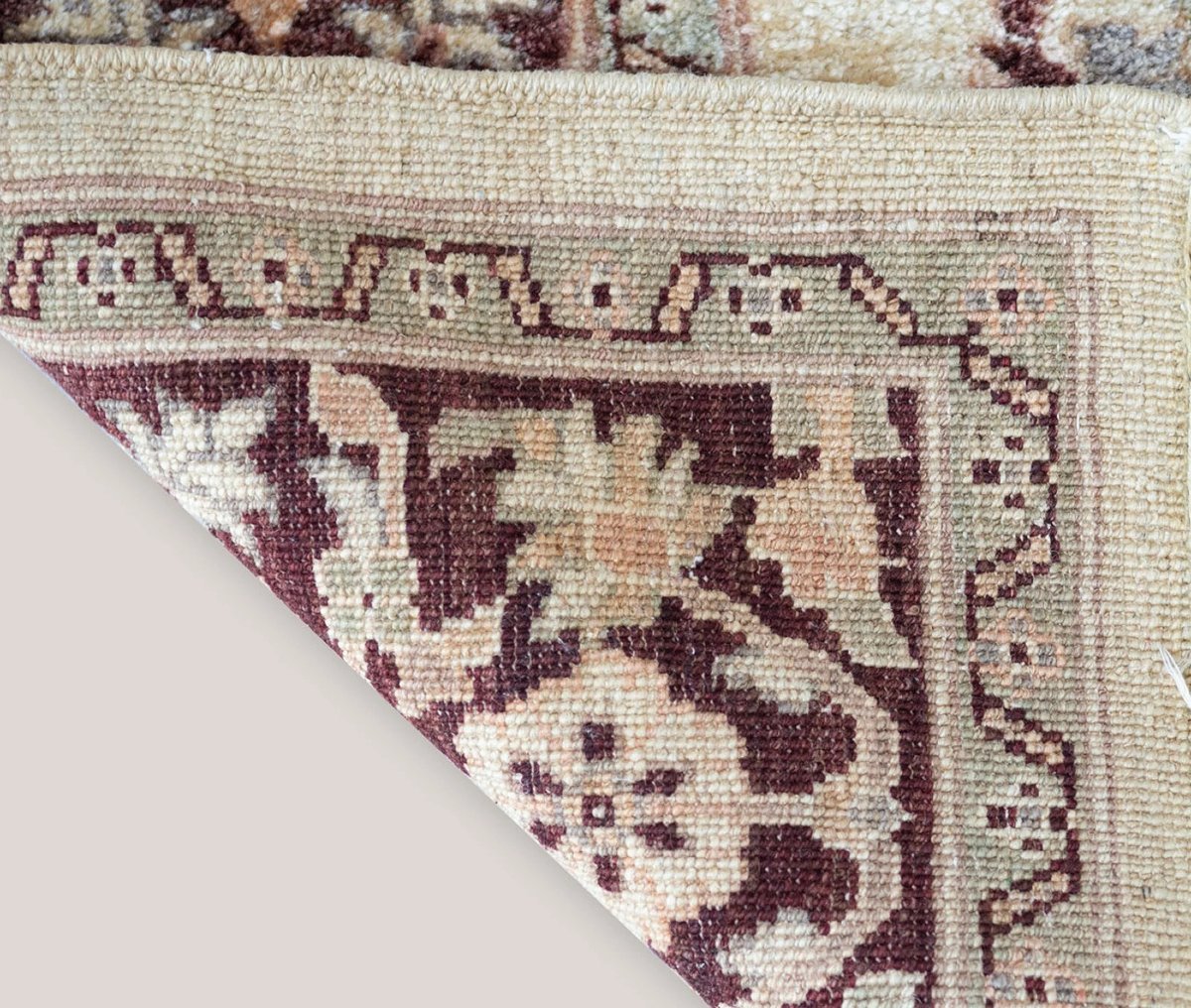 Vintage Indo-persian Floral Rug | Ivory Ground With Burgundy Border | 273 × 187 Cm-photo-3