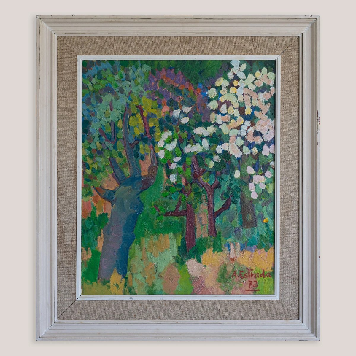 A. Estrada | Blossom | Huile sur toile vintage signée