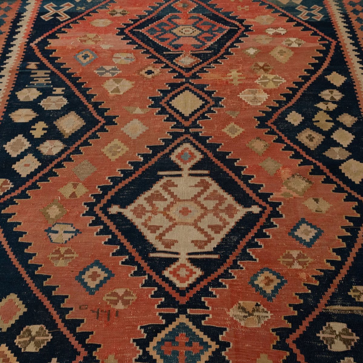 Large Vintage Hand-knotted Caucasian Kazak Kilim Runner - 370 × 165 Cm-photo-3
