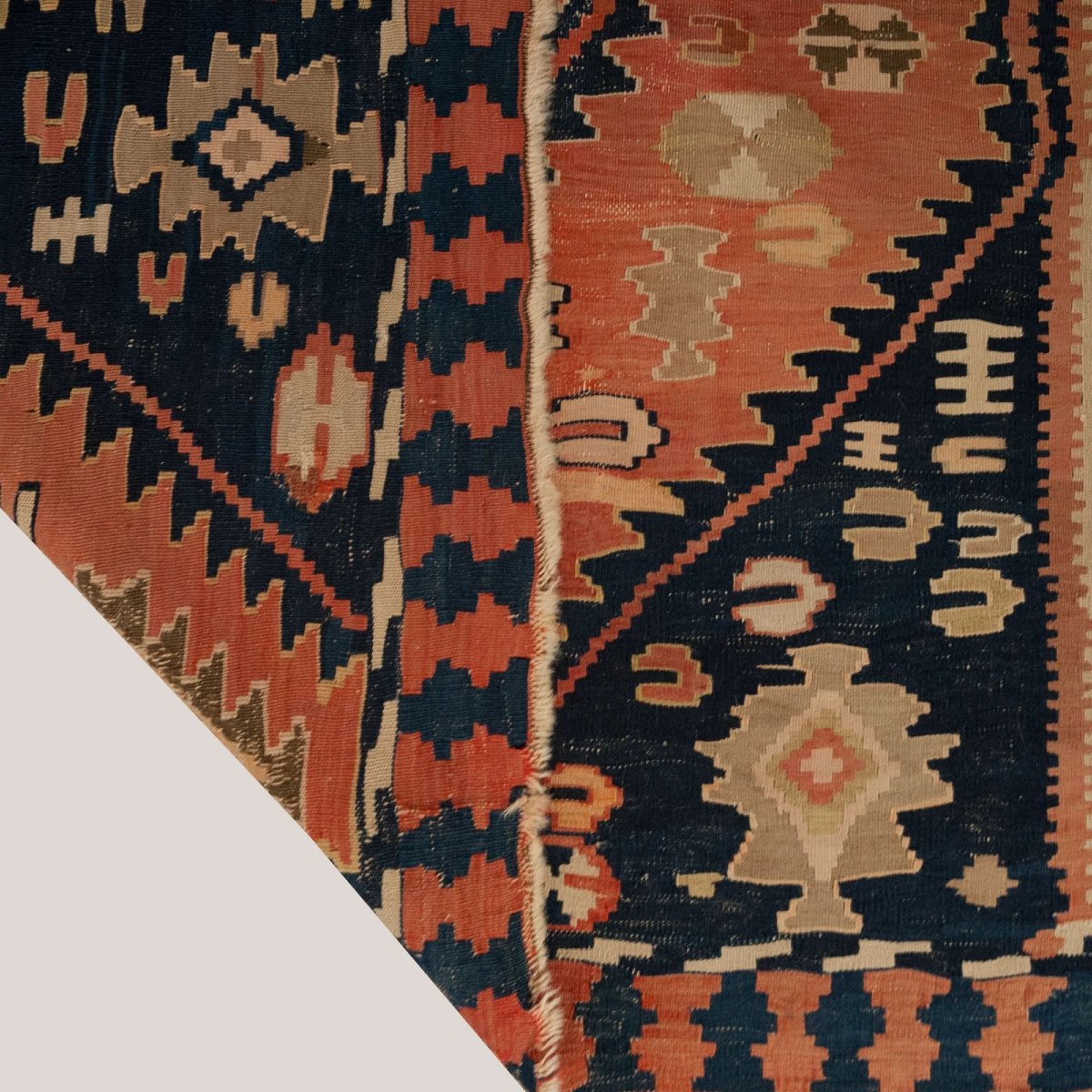Large Vintage Hand-knotted Caucasian Kazak Kilim Runner - 370 × 165 Cm-photo-2