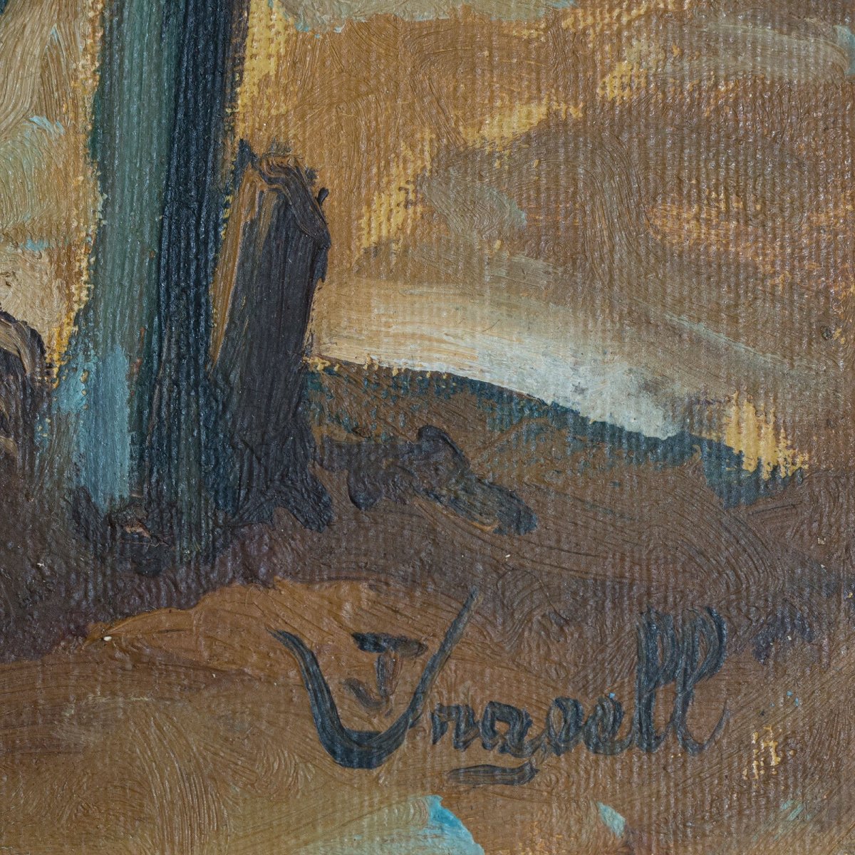 Peinture à l'huile ancienne représentant une femme africaine puisant de l'eau, signée-photo-1