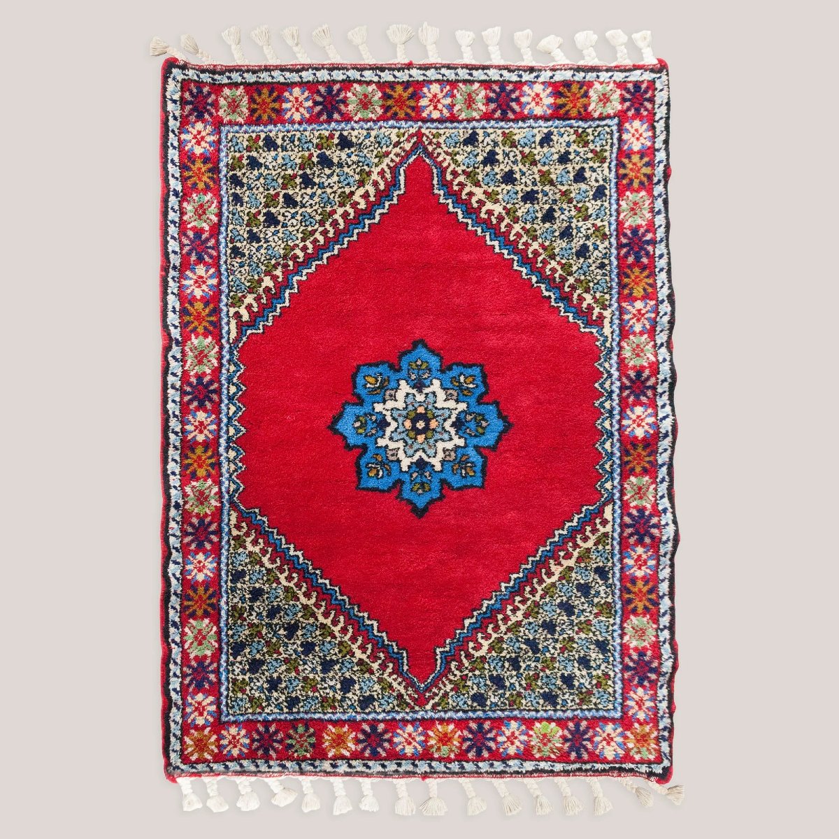 Tapis berbère marocain vintage en laine noué à la main - 180 × 123 cm