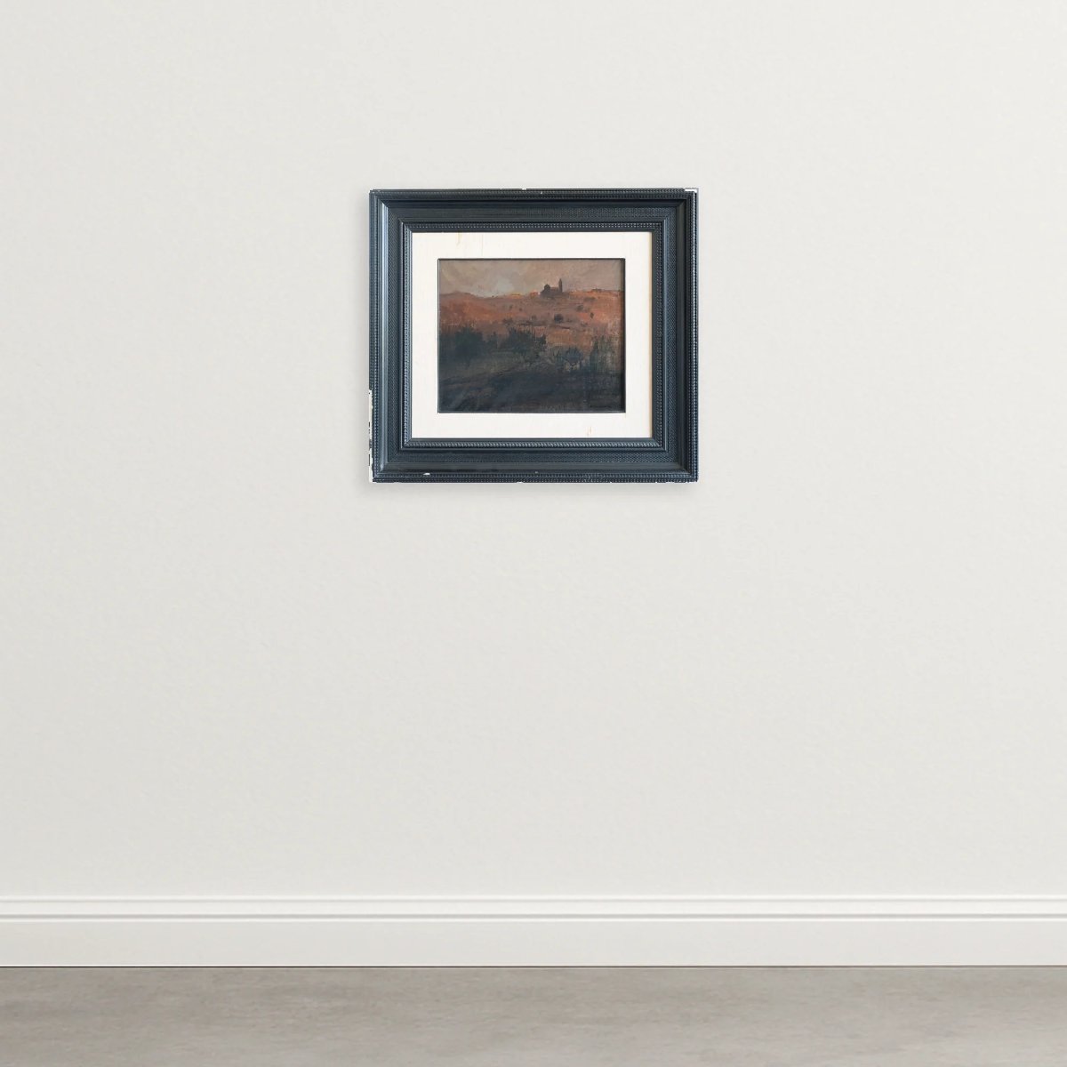 Atmospheric Landscape In Ochre Tones – Oil On Canvas-photo-2