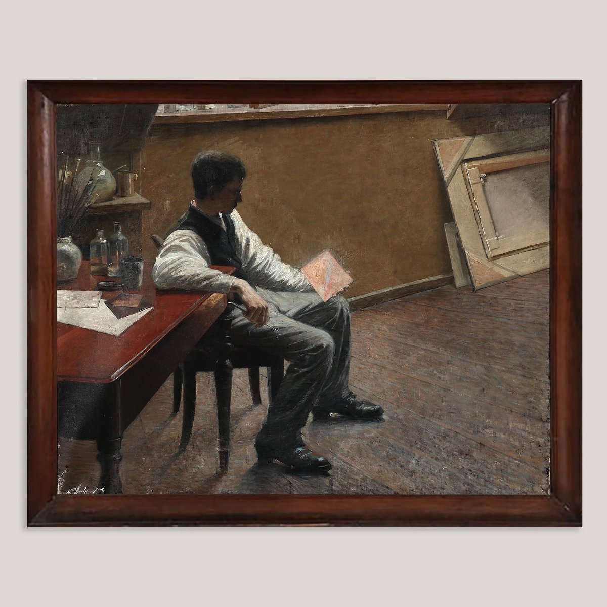 Interior From An Artist's Studio - Attributed To Louis Moe-photo-3