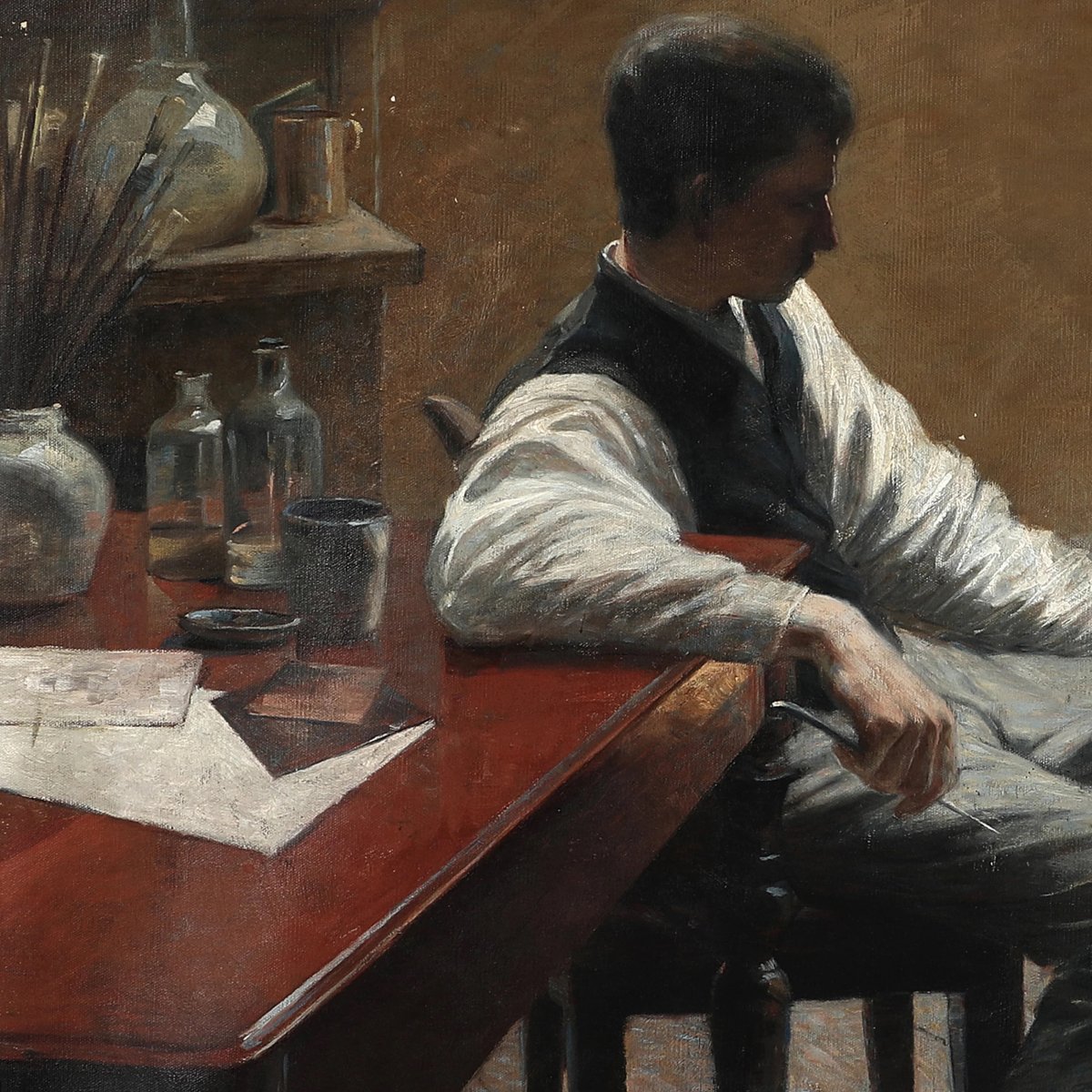 Interior From An Artist's Studio - Attributed To Louis Moe-photo-2