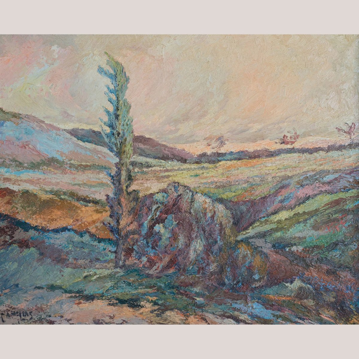 Expressionist Landscape – Oil On Canvas, Signed, Artist Unidentified-photo-2