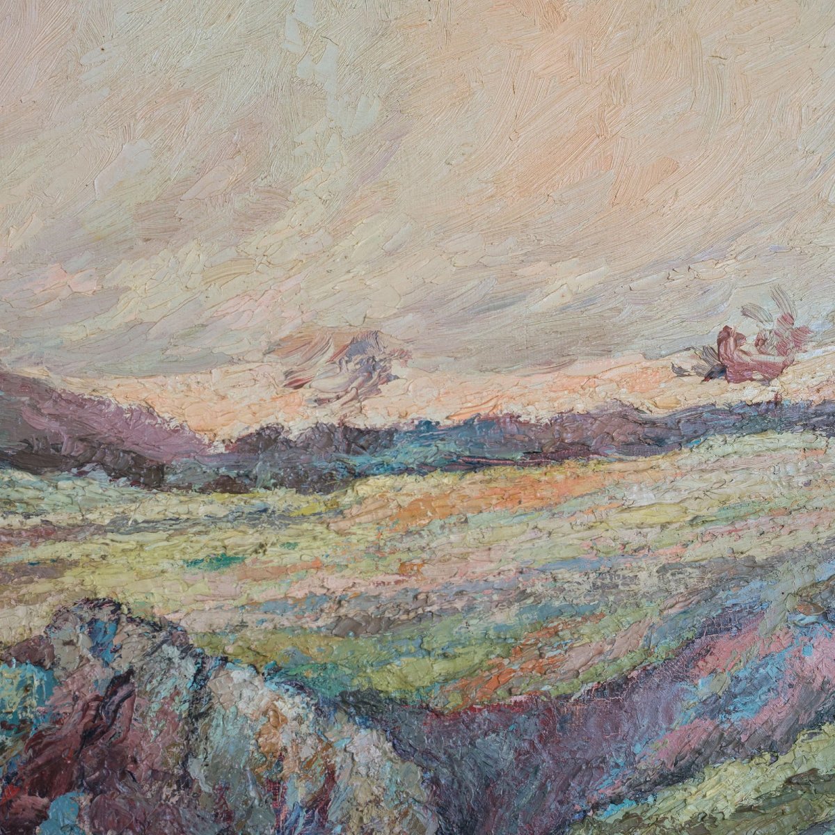 Expressionist Landscape – Oil On Canvas, Signed, Artist Unidentified-photo-1