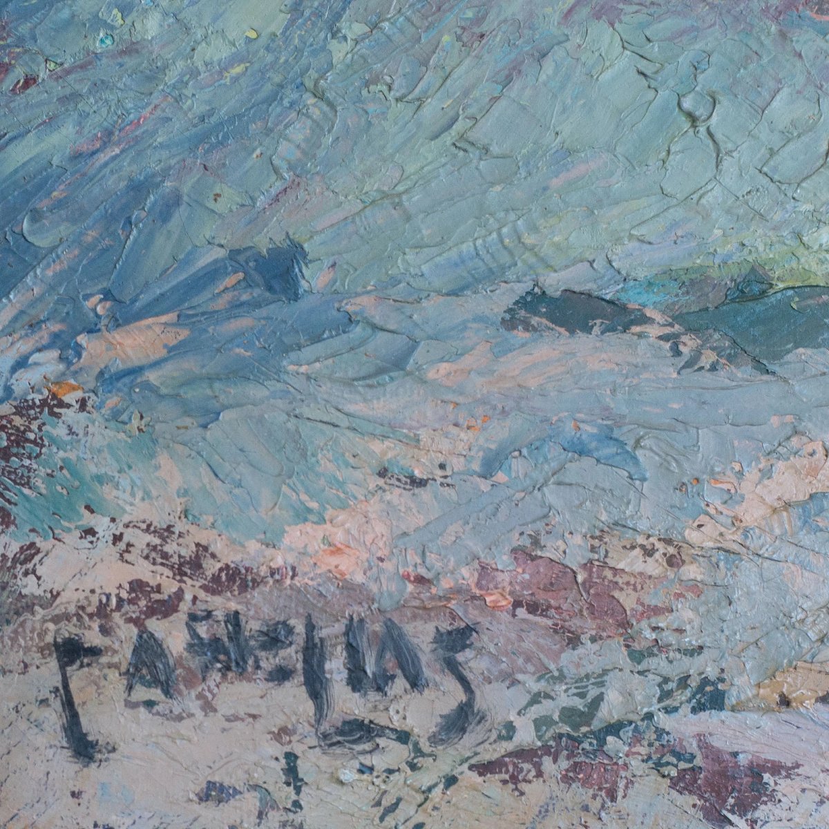 Expressionist Landscape – Oil On Canvas, Signed, Artist Unidentified-photo-3