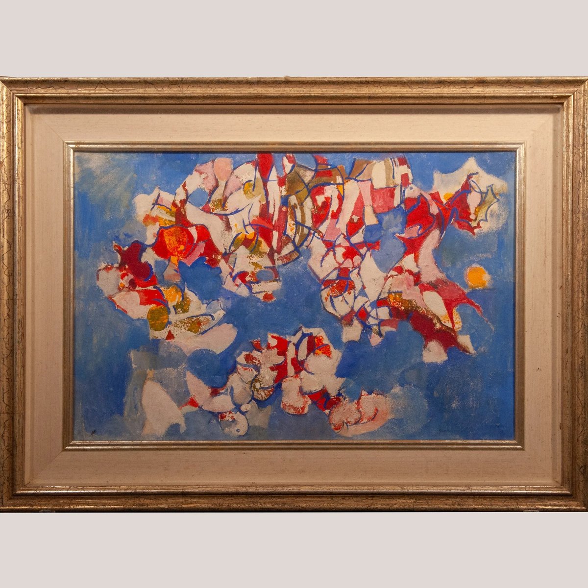 Composition abstraite en bleu et rouge-photo-3