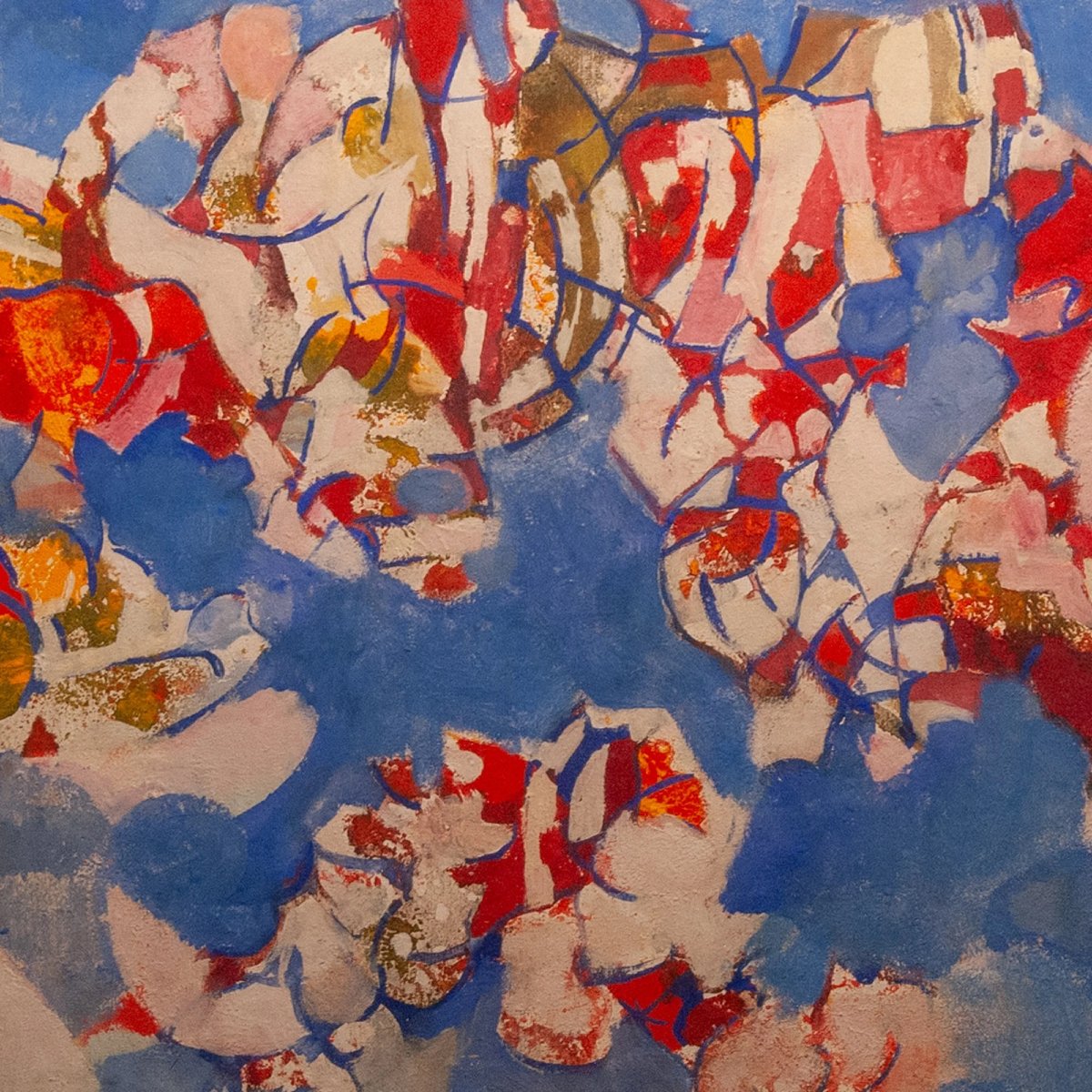 Composition abstraite en bleu et rouge-photo-4