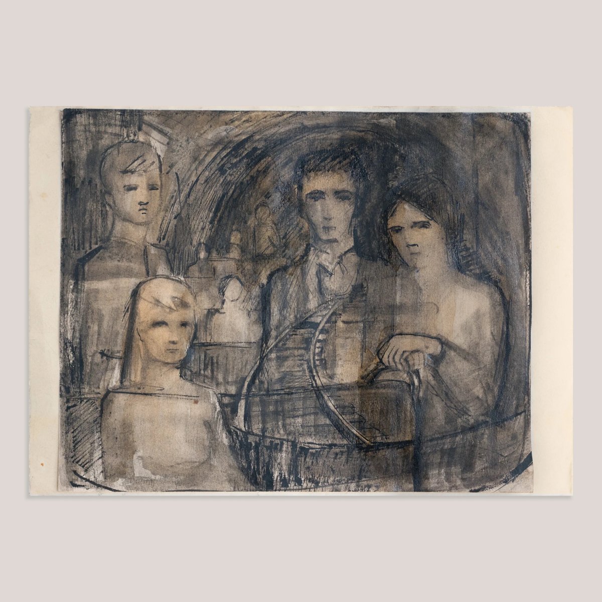 Follower Of Keith Vaughan – Figures With Railway Track | Pen, Ink And Wash