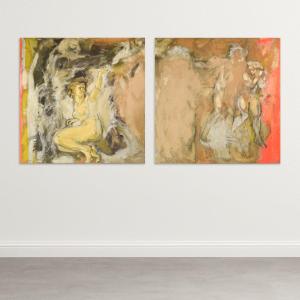 Vicente Vela - Deux Grandes études De Nu Expressionniste Figuratif