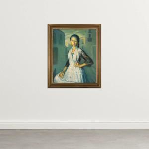 "Gipsy - Rosario" de Montjuich - JOSÉ LAMUÑO - Huile sur toile encadrée