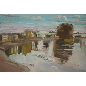 Pont De Kew Vers Le Strand On The Green - Peinture En Plein Air