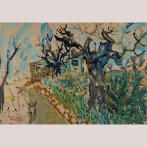 Chemin De Vigne Hivernal Aux Arbres Nus – Saturo