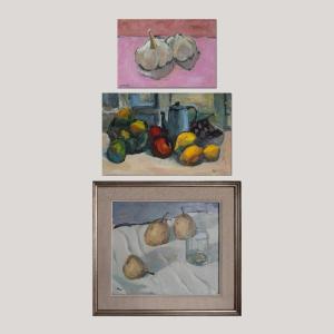 Trois Natures Mortes Espagnoles – Huiles Sur Toile Originales