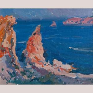 Colourist Impressionist Oil – Coastal Cliffs – Raimon Roca