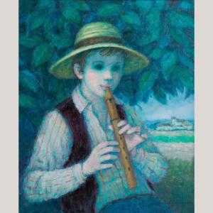 Enfant au Pipeau – Larrania (Signature actuellement non identifiée)