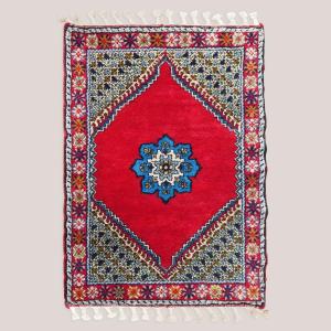 Tapis berbère marocain vintage en laine noué à la main - 180 × 123 cm
