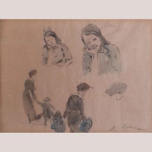 Framed Signed Pencil Figure Studies