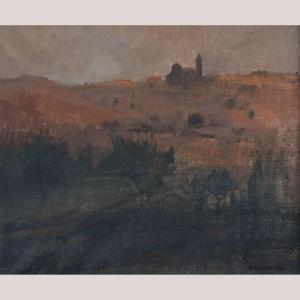 Paysage atmosphérique aux tons ocre – Huile sur toile