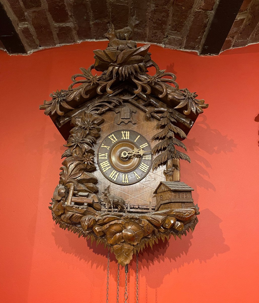 Coucou Horloge Pendule Murale Bois Sculpté