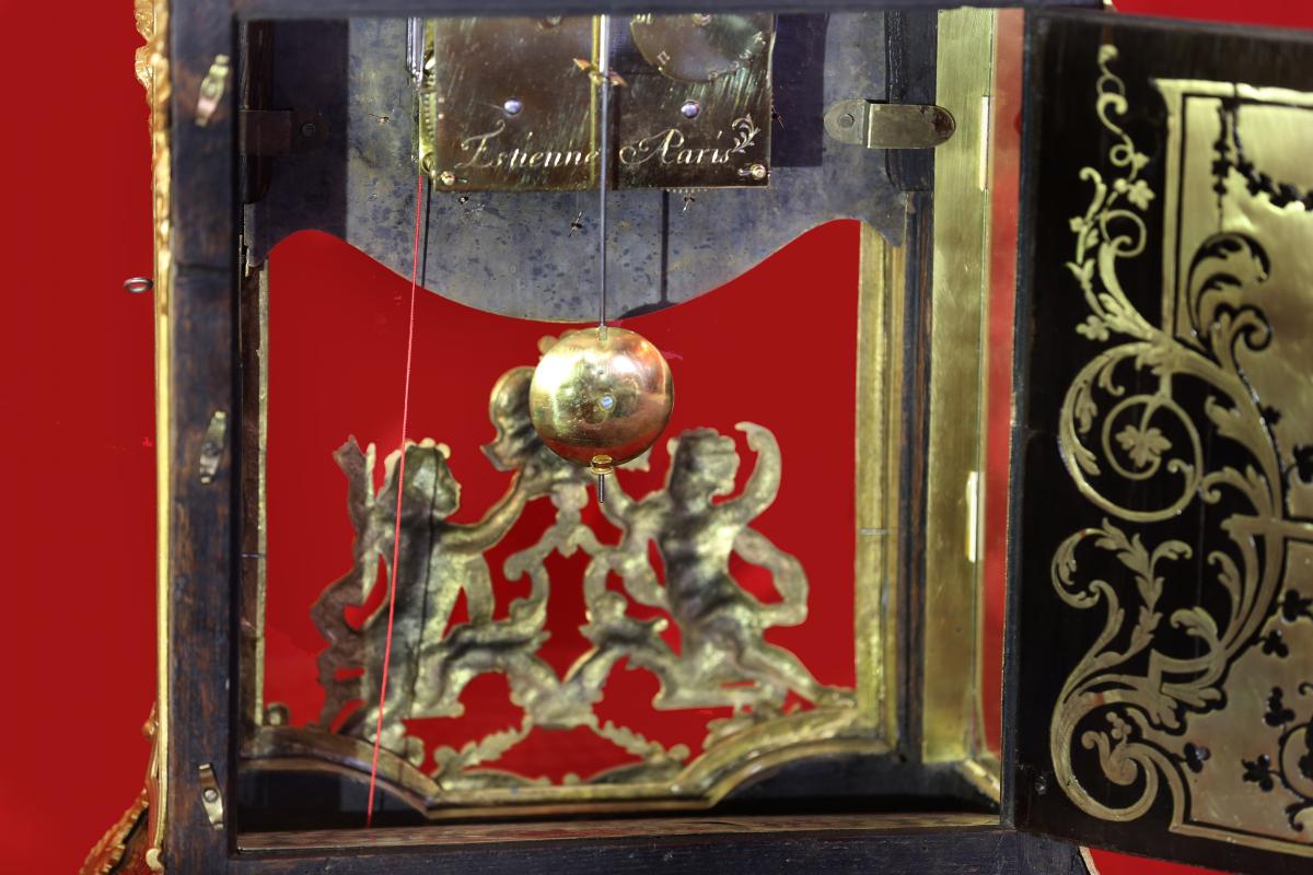 Cartel d'époque Louis XIV en marquetterie Boule avec sonnerie a la demande-photo-7