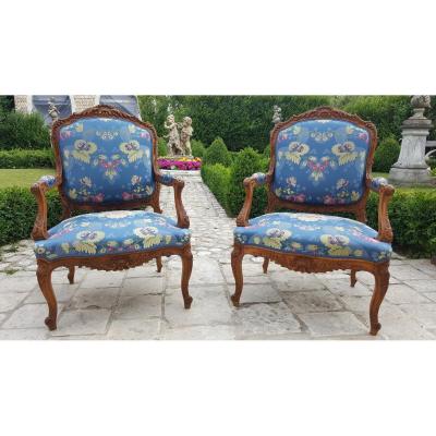 Paire De Fauteuils De Style "regence" 