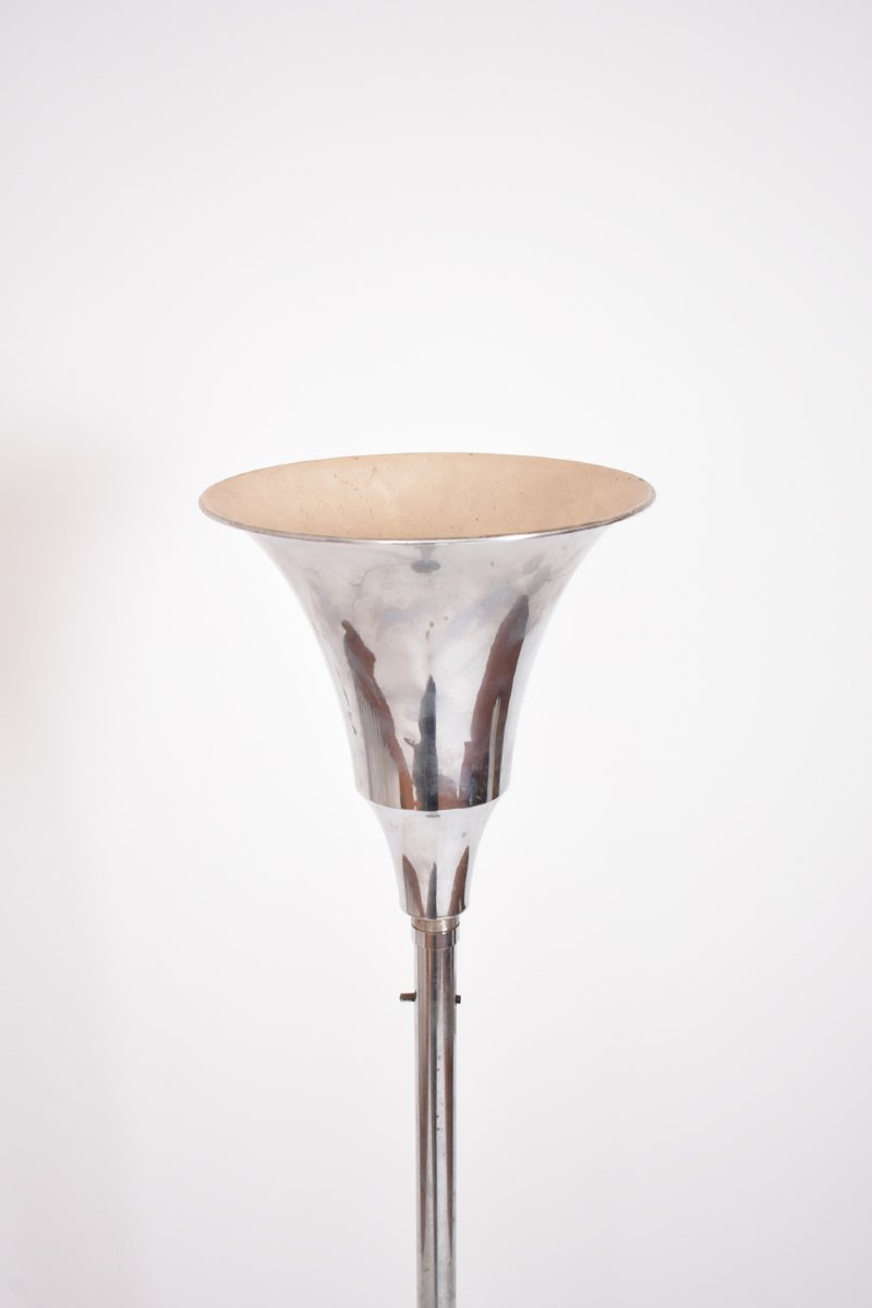 Chromed Metal Modernist Floor Lamp, 1930s.-photo-2