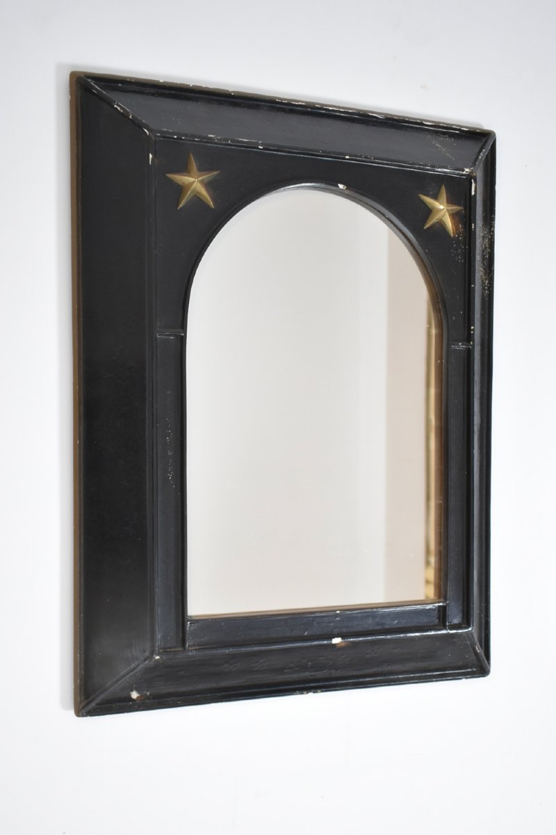 Paire De Miroirs Rectangulaires Néoclassiques ébonisés, Années 1960.-photo-3