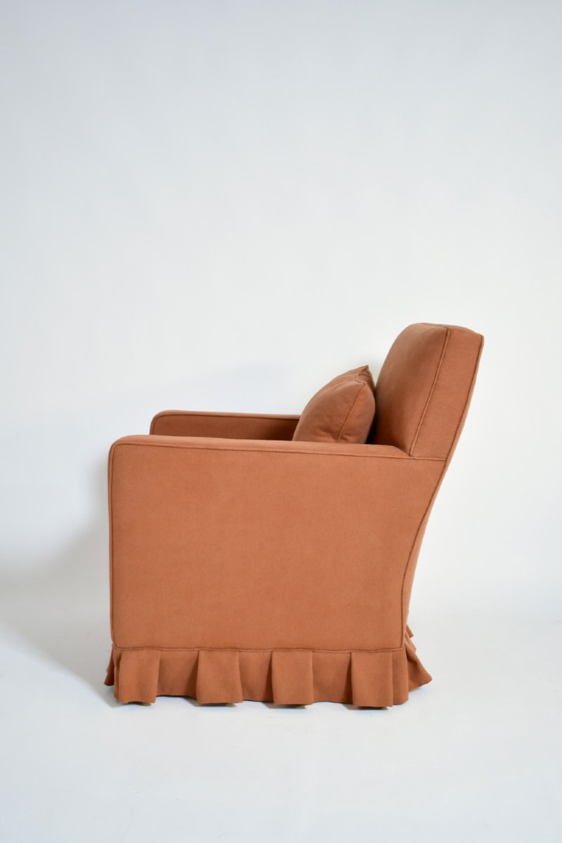 Paire De Fauteuils En Tissu Et Terre Cuite, Années 1960.-photo-4