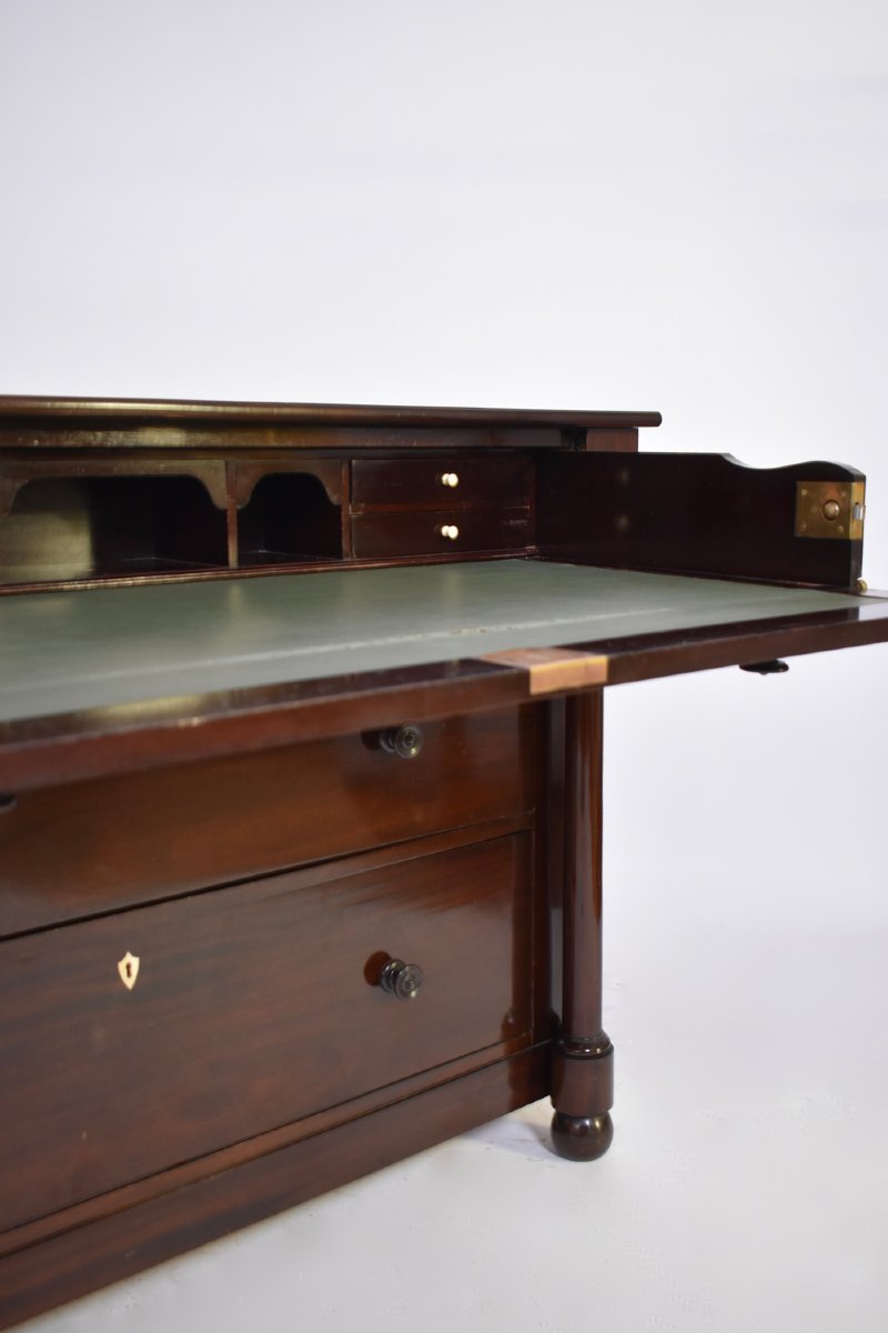Commode-bureau Transformable En Acajou, XIXe Siècle.-photo-2