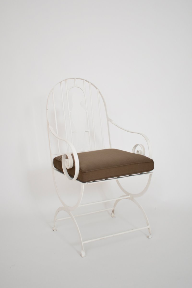 Paire De Fauteuils Aux Oiseaux En Fer Forgé, Années 1960.-photo-2