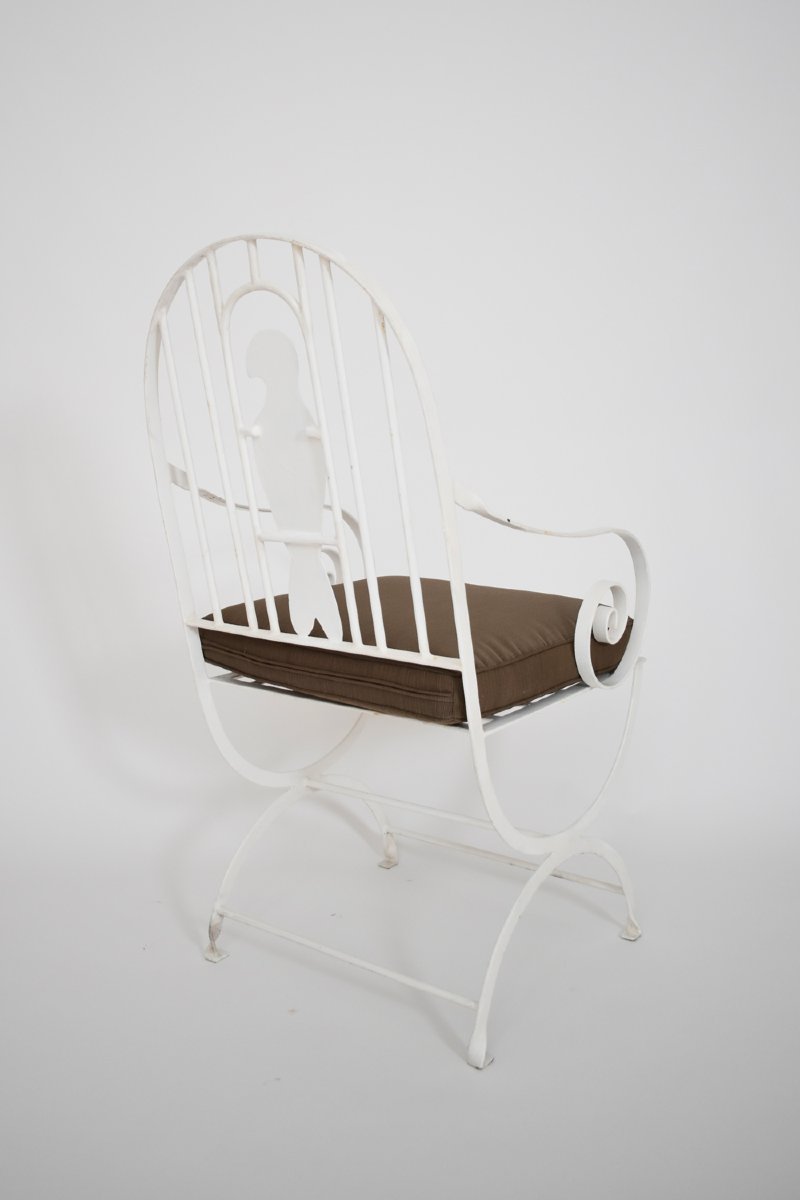 Paire De Fauteuils Aux Oiseaux En Fer Forgé, Années 1960.-photo-4