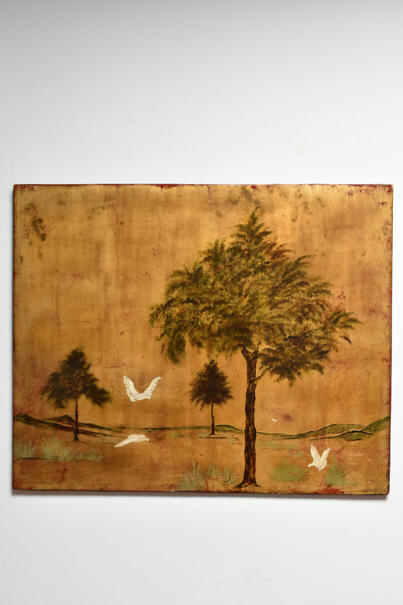 Lacquer And Gold Leaf Painting On Panel, 1960s.