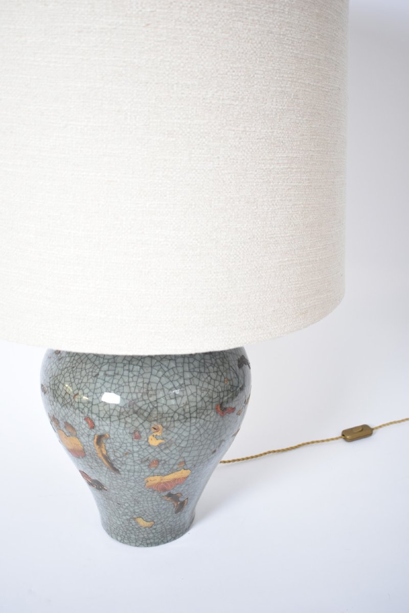 Chinese Celadon And Gold Lamp, XIXth C.-photo-4