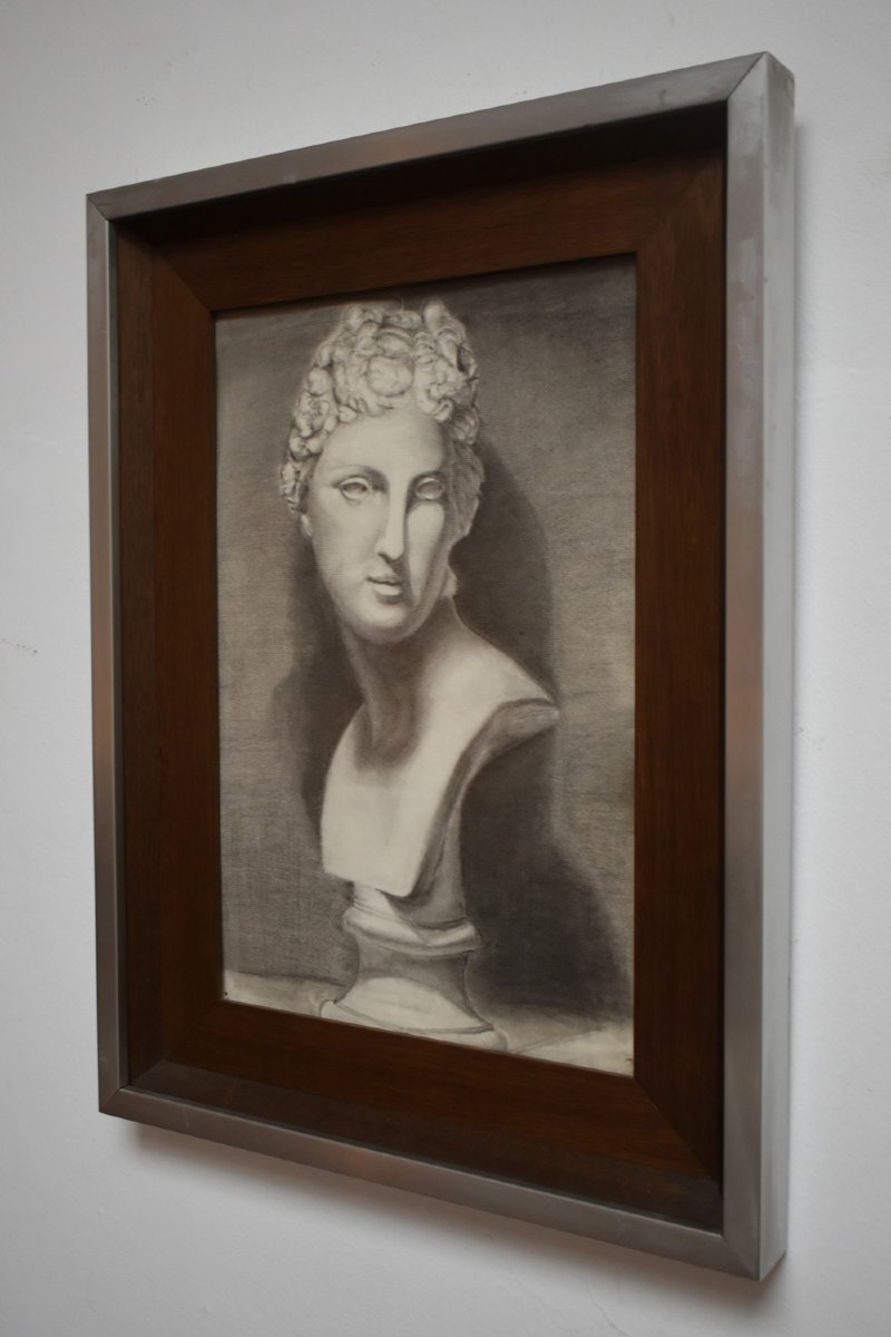 Dessin De Portrait En Buste De Femme, Années 1970.-photo-2