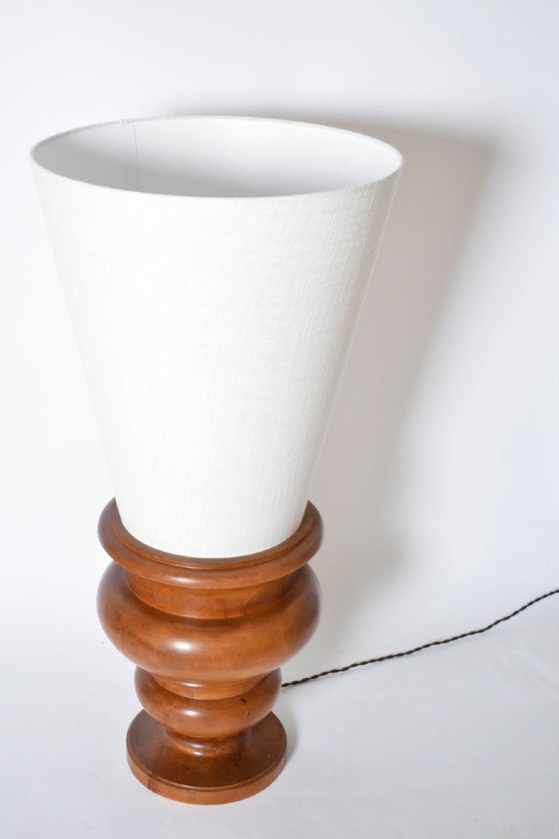 Pair Of Turned Wood Lamps, 1970s-photo-2