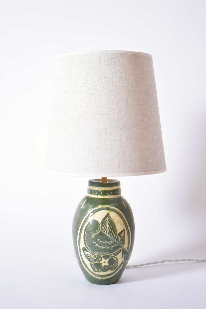 Art Deco Bird Ceramic Lamp, 1930s.