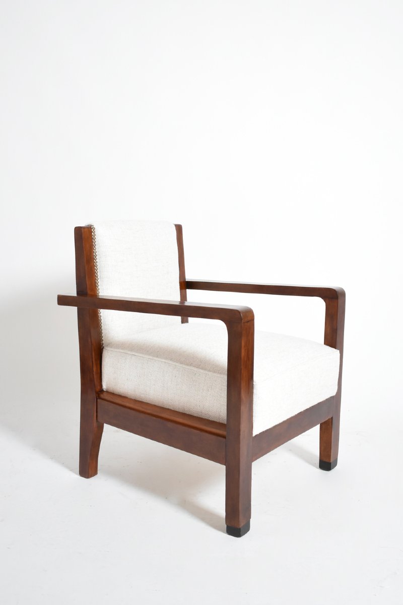 Paire De Fauteuils En Bois De l'école d'Amsterdam, Années 1930.-photo-4
