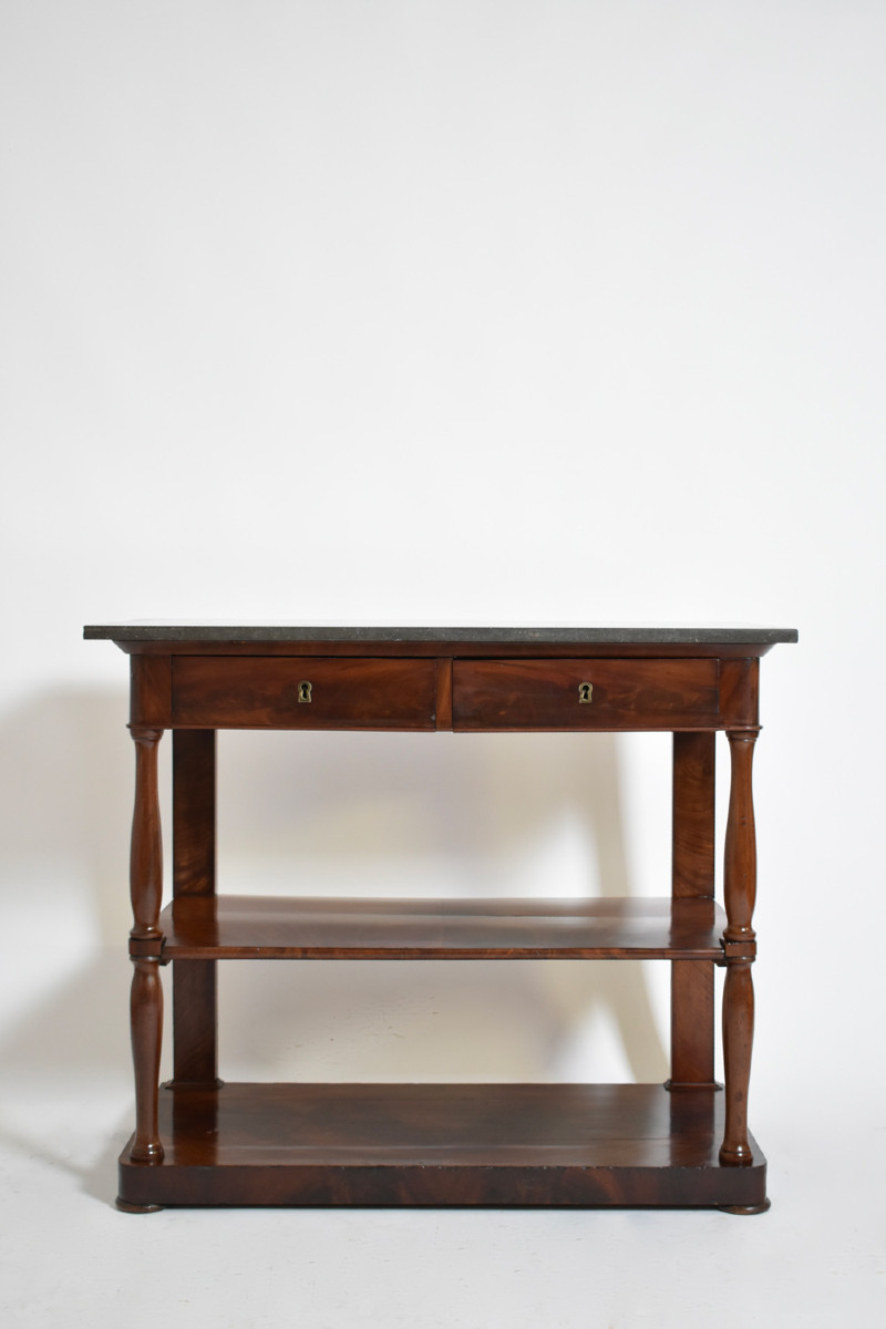 Mahogany And Black Marble Console, 19th Century.