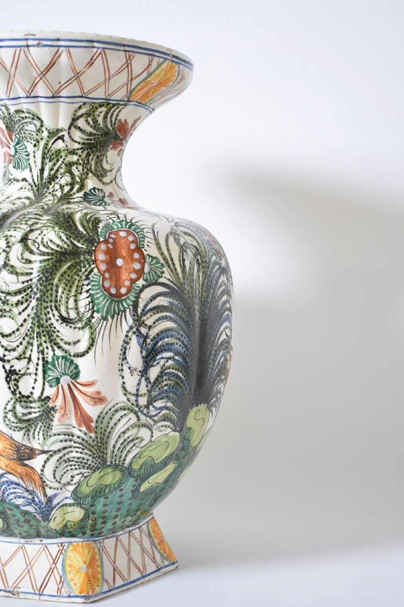 Large Ceramic Vase With Parrot Pattern, 1960s.-photo-3