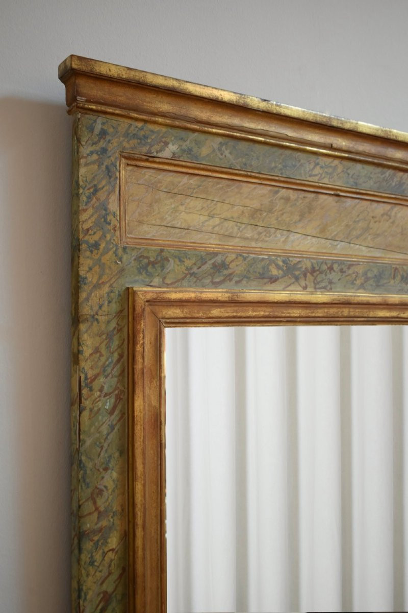 Miroir trompe-l’œil en marbre, années 1940.-photo-2