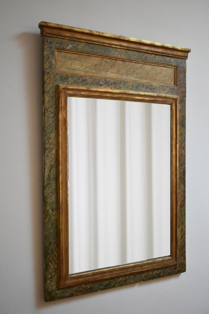 Miroir trompe-l’œil en marbre, années 1940.-photo-3