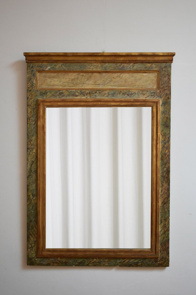 Miroir trompe-l’œil en marbre, années 1940.-photo-4