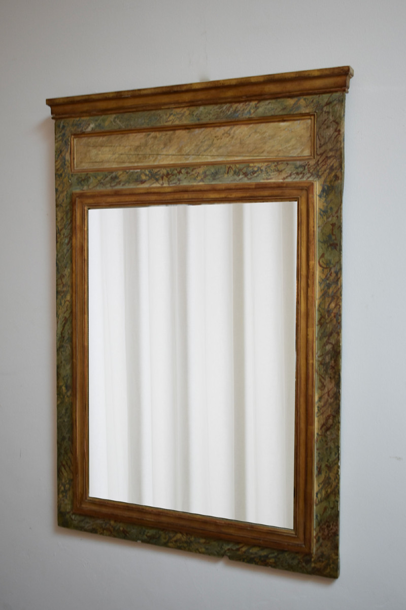 Miroir trompe-l’œil en marbre, années 1940.