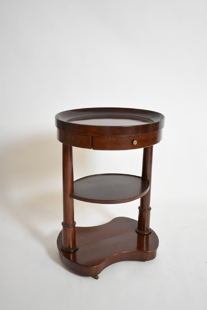 Paire de tables volantes en acajou, de forme ovale en rein, XIXᵉ siècle.-photo-4