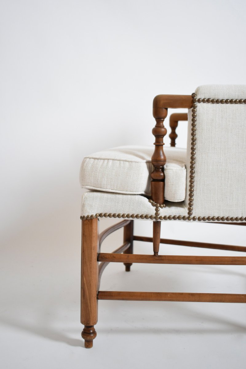 Paire de fauteuils bergère, années 1950.-photo-1