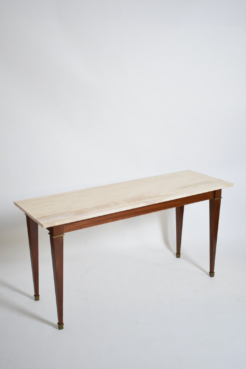 Console néoclassique en acajou, années 1960.-photo-2
